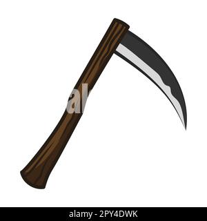 Wooden Scythe Halloween Props. Halloween Icon Vector Illustration Stock Vector