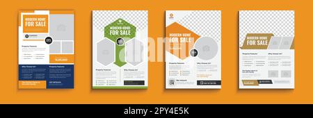 Flyer Design Template, Real Estate Flyer Design bundle, property sale flyer design, flyer design for rent editable template Stock Vector