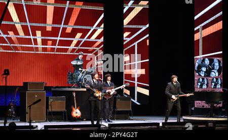 May 2, 2023, Virginia Beach, Virginia, USA: RAIN brings the Beatles music alive for the folks at the Sandler Center in Virginia Beach, Virginia 2 May 2023..Â© Jeff Moore (Credit Image: © Jeff Moore/ZUMA Press Wire) EDITORIAL USAGE ONLY! Not for Commercial USAGE! Stock Photo