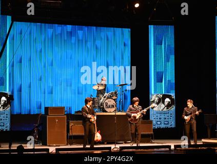 May 2, 2023, Virginia Beach, Virginia, USA: RAIN brings the Beatles music alive for the folks at the Sandler Center in Virginia Beach, Virginia 2 May 2023..Â© Jeff Moore (Credit Image: © Jeff Moore/ZUMA Press Wire) EDITORIAL USAGE ONLY! Not for Commercial USAGE! Stock Photo