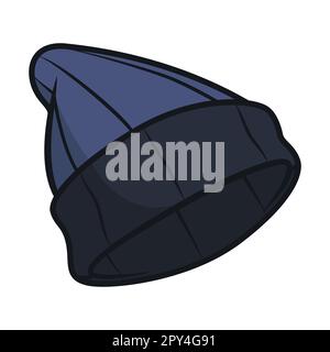 Blue Beanie Hat for Winter. New Year Icon Vector Illustration Stock Vector