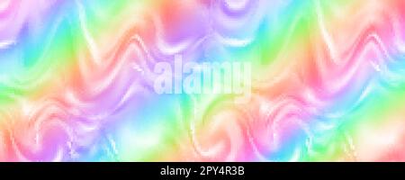 Rainbow background with ombre waves of fluid. Abstract pastel gradient wallpaper with bright vibrant colors. Vector unicorn holographic backdrop. Stock Vector