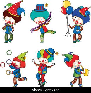 Illustration of a group of balloons with a circus clown Stock Vector ...