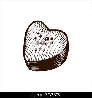 Heart-Shaped Brown Cookie. Vector illustration vintage style Stock Vector