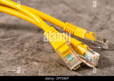 LAN network connection ethernet cables Stock Photo