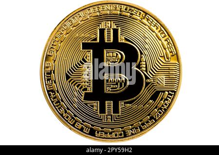 Bitcoin, golden bitcoin isolated on white backgroung, business concept Stock Photo
