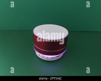 Wireless speaker spins on a stand Stock Photo