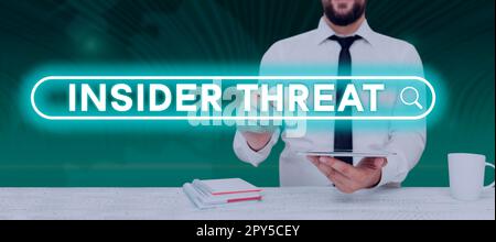 Handwriting text Insider Threat. Concept meaning security threat that originates from within the organization Stock Photo
