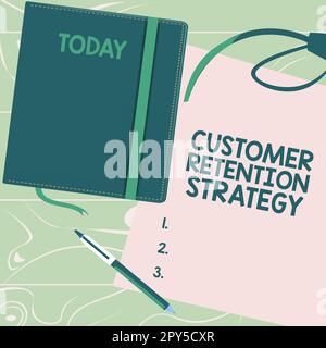 Writing displaying text Customer Retention Strategy. Conceptual photo activities companies take to reduce user defections Stock Photo