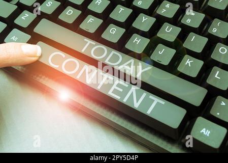 Text sign showing Content. Internet Concept Things included in something Marketing material State of happiness Stock Photo