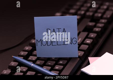 Writing displaying text Data Modeling. Business idea process of ...