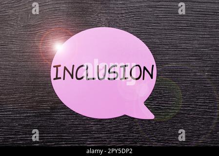 Sign displaying Inclusion. Business overview action state including of ...