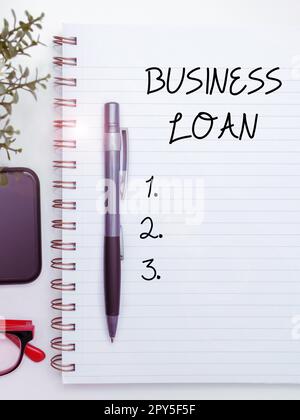 Handwriting text Business Loan. Concept meaning Credit Mortgage Financial Assistance Cash Advances Debt Stock Photo