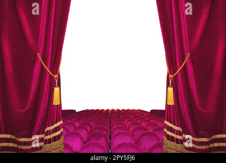 Red velvet cinema and theater curtains, concept of show Stock Photo