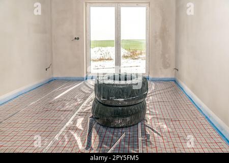 room ready for installation of underfloor heating Stock Photo