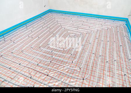 underfloor heating ready for floor installation Stock Photo