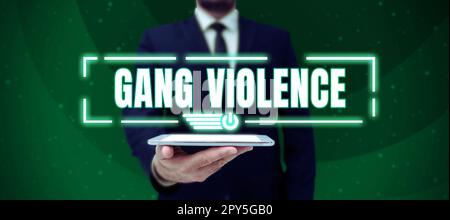 Inspiration showing sign Gang Violence. Business idea infringement of the laws caused by group of criminals and gangsters Stock Photo