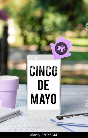 Sign displaying Cinco De Mayo. Internet Concept Mexican-American celebration held on May 5 Stock Photo