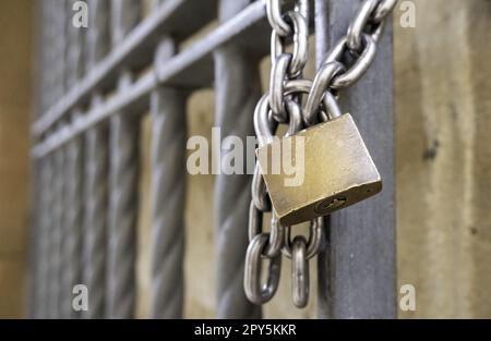 Old padlock with chain Stock Photo