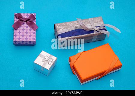 Isolated packed gift boxes Stock Photo
