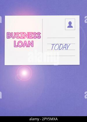 Text sign showing Business Loan. Word for Credit Mortgage Financial Assistance Cash Advances Debt Stock Photo