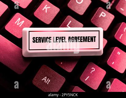 Writing displaying text Service Level Agreement. Business overview changing the way you serve better your customers Stock Photo