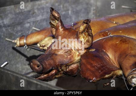 Grilled whole pig Stock Photo