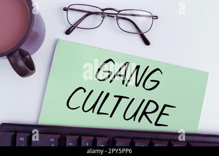 Text caption presenting Gang Culture. Business overview particular organization of criminals or group of gangsters that follow ones habits Stock Photo