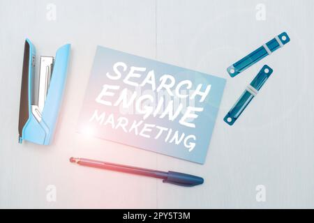 Conceptual caption Search Engine Marketing. Business idea promote Website visibility on searched result pages Stock Photo