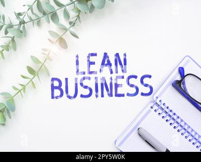 Writing displaying text Lean Business. Business overview improvement of waste minimization without sacrificing productivity Stock Photo