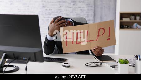 Stressed Sick African American Employee Man Stock Photo