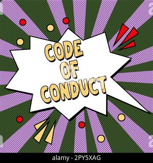 Text caption presenting Code Of Conduct. Internet Concept Ethics rules ...