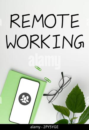 Writing displaying text Remote Working. Business overview situation in which an employee works mainly from home Stock Photo