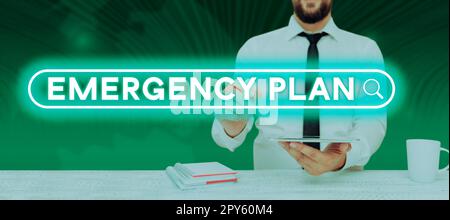 Inspiration showing sign Emergency Plan. Word Written on Procedures for response to major emergencies Be prepared Stock Photo