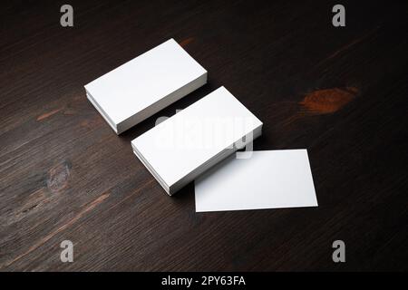 Blank white business cards Stock Photo