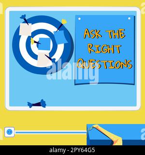 Text caption presenting Ask The Right Questions. Business overview Look for a professional advice consultation support Stock Photo