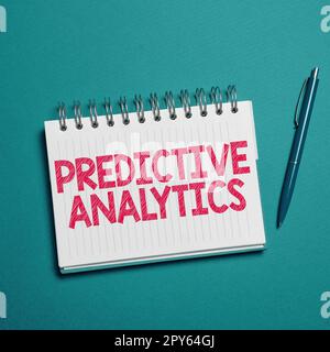 Text sign showing Predictive Analytics. Business overview Optimize Collection Achieve CRM Identify Customer Stock Photo