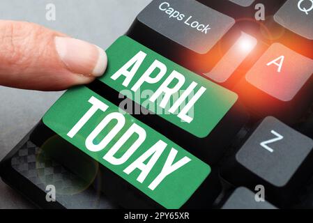 Text sign showing April. Concept meaning Opening buds of the flowers of spring season Fourth month of the year Stock Photo
