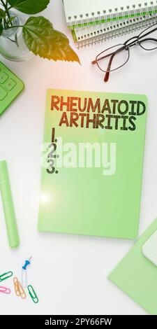 Handwriting text Rheumatoid Arthritis. Business overview autoimmune disease that can cause joint pain and damage Stock Photo