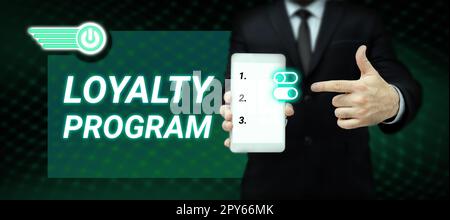 Text sign showing Loyalty Program. Word Written on marketing effort that provide incentives to repeat customers Stock Photo