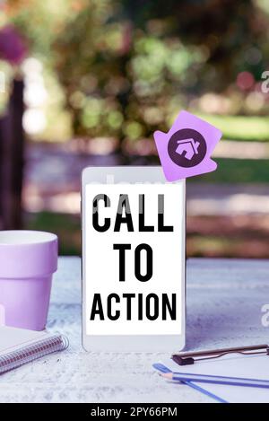 Writing displaying text Call To Action. Word for Encourage Decision Move to advance Successful strategy Stock Photo