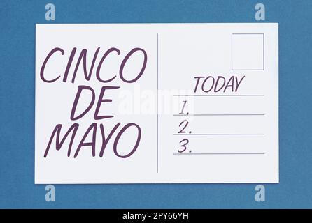 Sign displaying Cinco De Mayo. Business showcase Mexican-American celebration held on May 5 Stock Photo