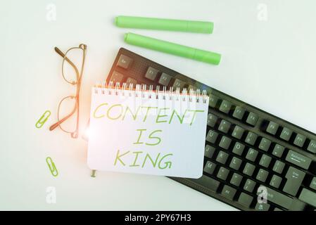 Conceptual caption Content Is King. Conceptual photo Content is the heart of today's marketing strategies Stock Photo