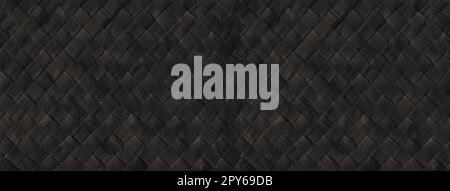 Black woven bamboo mat texture. Banner background Stock Photo
