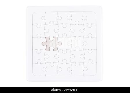 Close Up On Blank, White Jigsaw Puzzle Pieces. One Piece Is Removed, To The  Side Stock Photo, Picture and Royalty Free Image. Image 140669821.