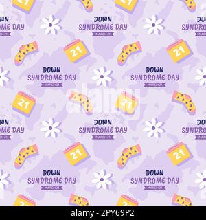 World Down Syndrome Day Seamless Pattern Design in Template Hand Drawn Cartoon Flat Illustration Stock Photo