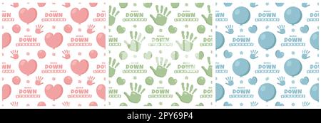 World Down Syndrome Day Seamless Pattern Design in Template Hand Drawn Cartoon Flat Illustration Stock Photo