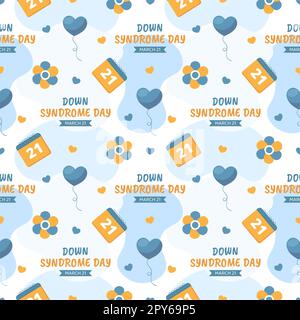 World Down Syndrome Day Seamless Pattern Design in Template Hand Drawn Cartoon Flat Illustration Stock Photo