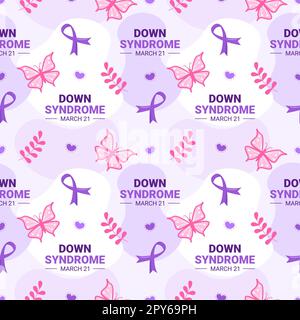 World Down Syndrome Day Seamless Pattern Design in Template Hand Drawn Cartoon Flat Illustration Stock Photo