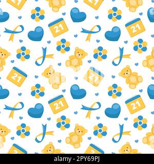 World Down Syndrome Day Seamless Pattern Design in Template Hand Drawn Cartoon Flat Illustration Stock Photo